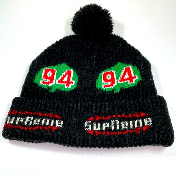 Supreme Other - Supreme Black 1994 Ski Hat Cap Beanie with Pom Pom Ball 100% Acrylic